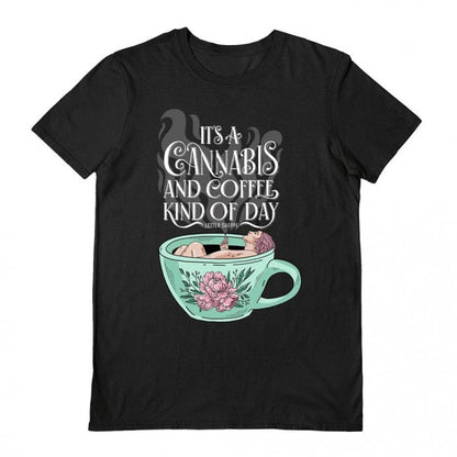 Front - Letter Shoppe Unisex Adult Cannabis & Coffee T-Shirt