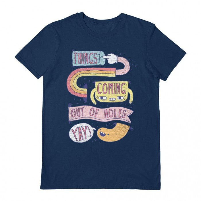 Front - Beanepod Unisex Adult Things Coming Out Of Holes T-Shirt