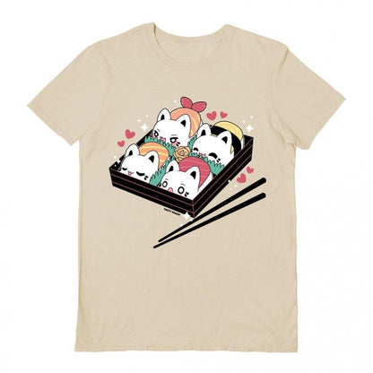 Front - Tasty Peach Unisex Adult Sushi Box T-Shirt