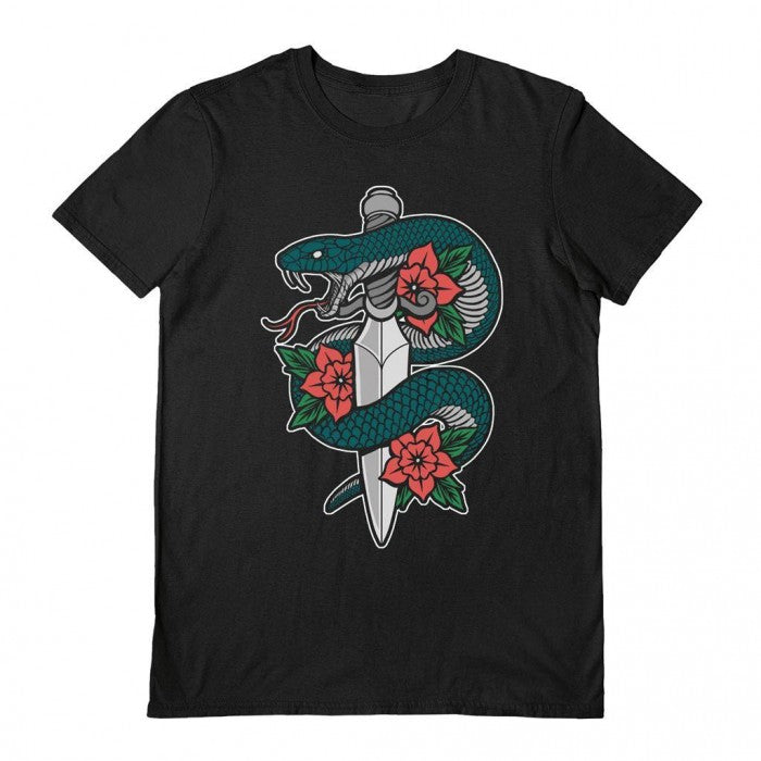 Front - Deniart Unisex Adult Snake & Dagger II T-Shirt