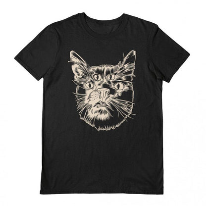 Front - Craig Horky Unisex Adult 4 Eyed Cat T-Shirt