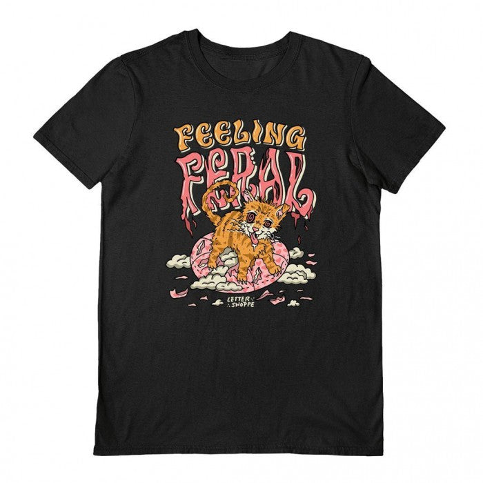 Front - Letter Shoppe Unisex Adult Feral Kitty T-Shirt