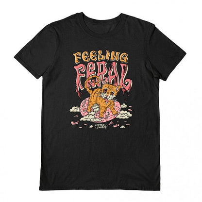 Front - Letter Shoppe Unisex Adult Feral Kitty T-Shirt