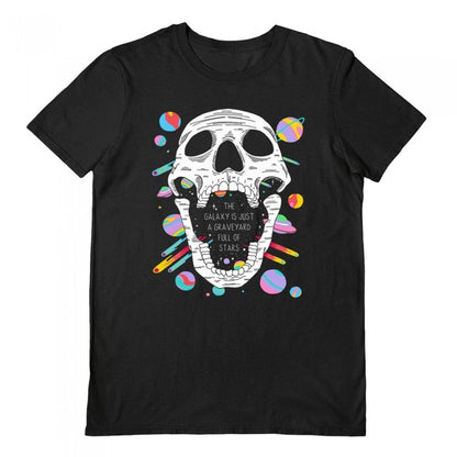 Front - Darker Days Unisex Adult Galaxy Graveyard T-Shirt