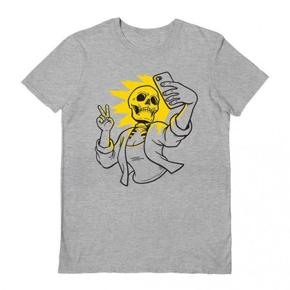 Front - Benjimoji Unisex Adult Skeletal Selfie T-Shirt