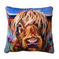 Front - Louise Brown Highland Cow Filled Cushion
