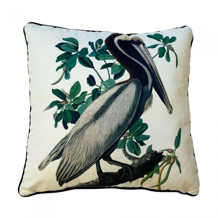 Front - John James Audubon Brown Pelican Filled Cushion