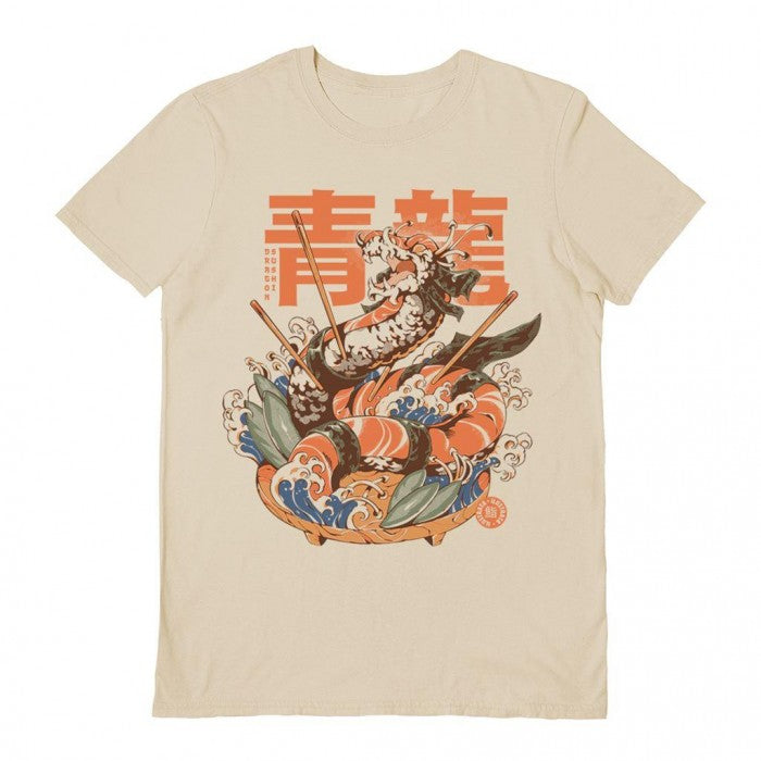 Front - Ilustrata Unisex Adult Dragon Sushi T-Shirt