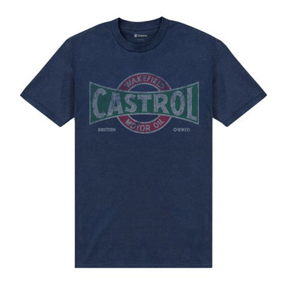Front - Castrol Unisex Adult Distressed Logo T-Shirt