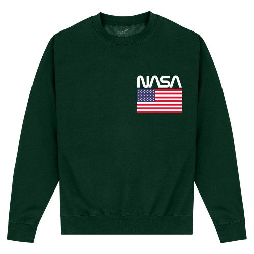 Front - NASA Unisex Adult Stars & Stripes Crew Neck Sweatshirt