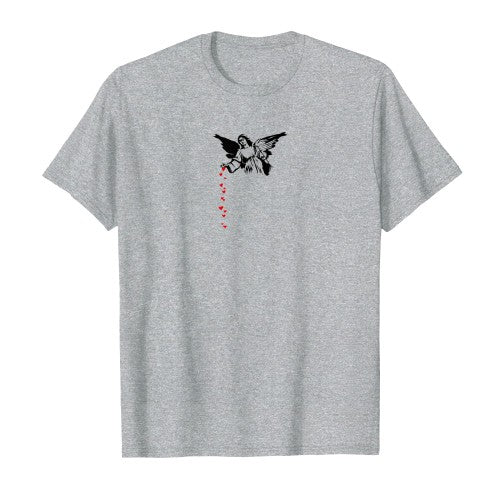 Front - Apoh Unisex Adult Angel Hearts Banksy T-Shirt