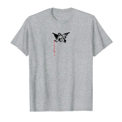 Front - Apoh Unisex Adult Angel Hearts Banksy T-Shirt