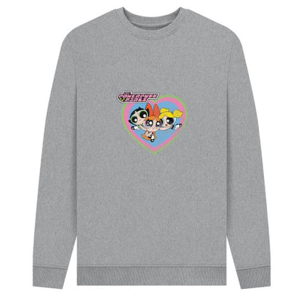 Front - The Powerpuff Girls Unisex Adult Faded Heart Sweatshirt
