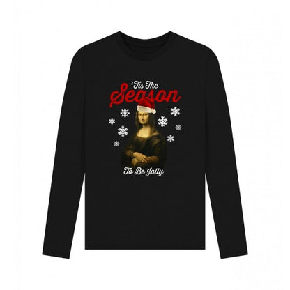 Front - Apoh Unisex Adult Mona Lisa Tis The Season Long-Sleeved T-Shirt