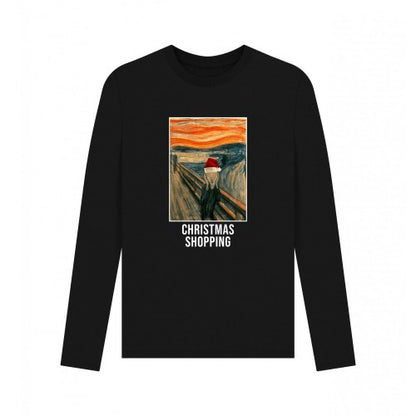 Front - Apoh Unisex Adult Christmas Shopping Edvard Munch Long-Sleeved T-Shirt