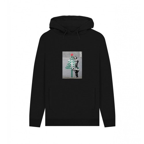 Front - Apoh Unisex Adult Christmas Tree Banksy Hoodie
