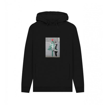 Front - Apoh Unisex Adult Christmas Tree Banksy Hoodie
