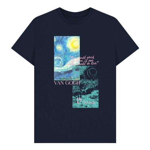 Front - Apoh Unisex Adult Starry Night Collage Vincent Van Gogh T-Shirt