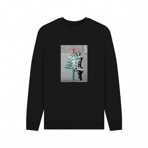 Front - Apoh Unisex Adult Banksy Christmas Tree Sweatshirt
