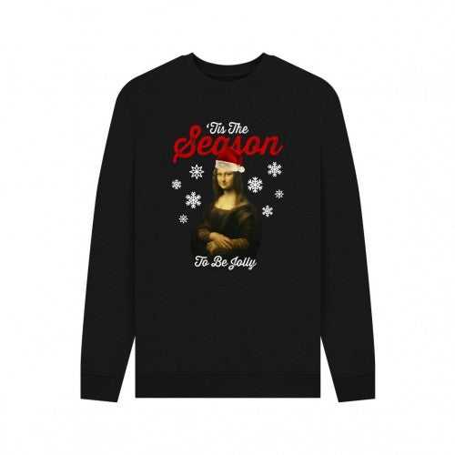 Front - Apoh Unisex Adult Tis The Season To Be Jolly Mona Lisa Sweatshirt
