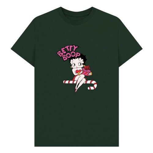 Front - Betty Boop Unisex Adult Candy Cane T-Shirt