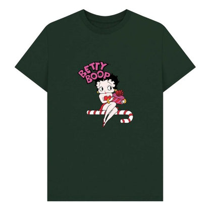 Front - Betty Boop Unisex Adult Candy Cane T-Shirt