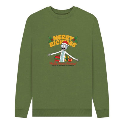 Front - Rick And Morty Unisex Adult Happy Human Holidays Sweatshirt