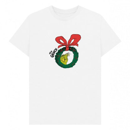 Front - The Grinch Unisex Adult Wreath T-Shirt