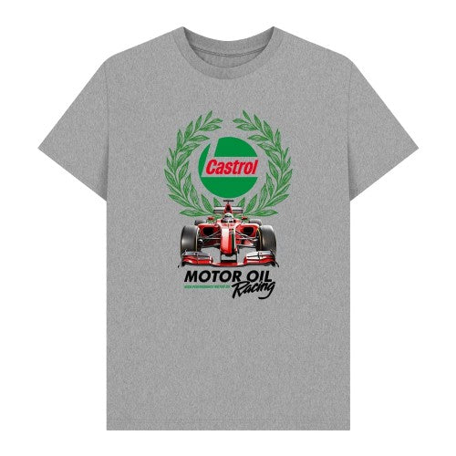 Front - Castrol Unisex Adult Motor Oil Racing T-Shirt