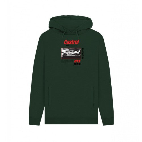 Front - Castrol Unisex Adult Retro B&W Racing Hoodie
