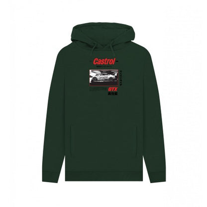 Front - Castrol Unisex Adult Retro B&W Racing Hoodie