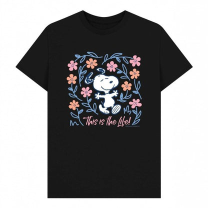 Front - Peanuts Unisex Adult This Is The Life! Snoopy Spring Floral T-Shirt