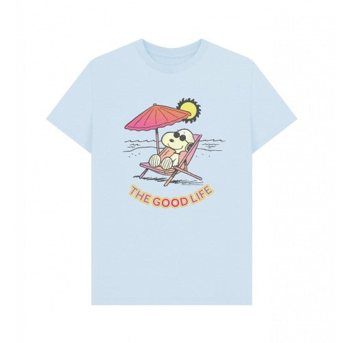 Front - Peanuts Unisex Adult The Good Life Snoopy Beach Summer T-Shirt