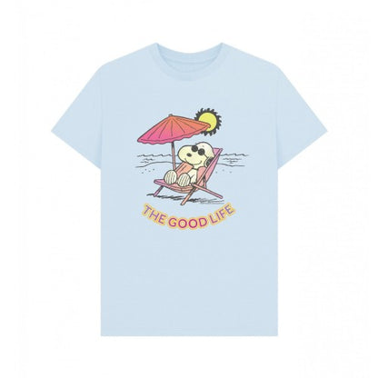 Front - Peanuts Unisex Adult The Good Life Snoopy Beach Summer T-Shirt