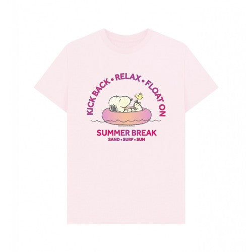 Front - Peanuts Unisex Adult Summer Break Snoopy & Woodstock Beach T-Shirt