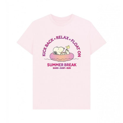 Front - Peanuts Unisex Adult Summer Break Snoopy & Woodstock Beach T-Shirt