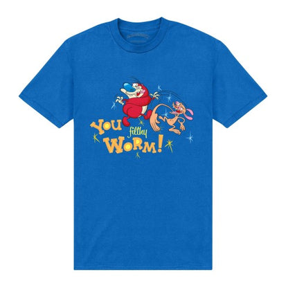 Front - Ren & Stimpy Unisex Adult You Worm T-Shirt