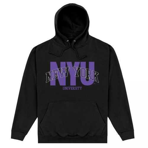 Front - New York University Unisex Adult Script Hoodie