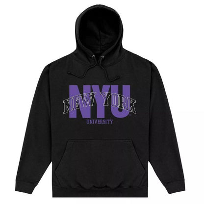 Front - New York University Unisex Adult Script Hoodie