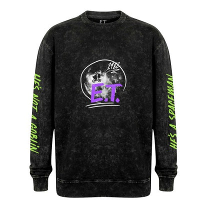 Front - E.T Unisex Adult Kiss Acid Wash Sweatshirt