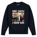 Front - Elf Unisex Adult OMG Santa Photo Sweatshirt