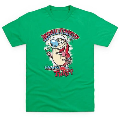 Front - Ren & Stimpy Unisex Adult Adulting T-Shirt