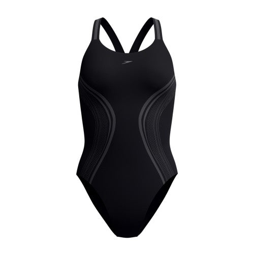 Front - Speedo Womens/Ladies Printed Performance Muscleback One Piece Swimsuit