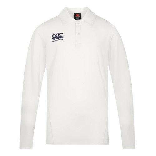 Front - Canterbury Childrens/Kids Set-in Regular Long-Sleeved Cricket Polo Shirt