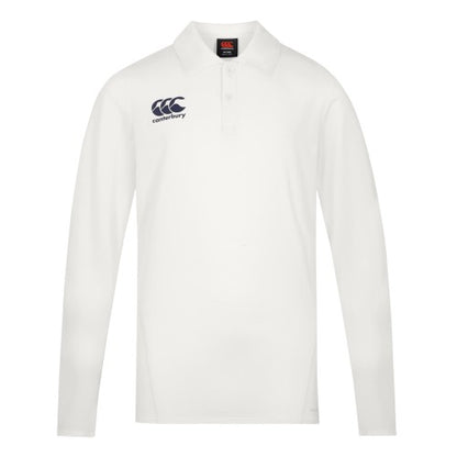 Front - Canterbury Childrens/Kids Set-in Regular Long-Sleeved Cricket Polo Shirt