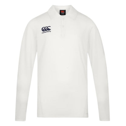 White - Front - Canterbury Mens Regular Long-Sleeved Cricket Polo Shirt