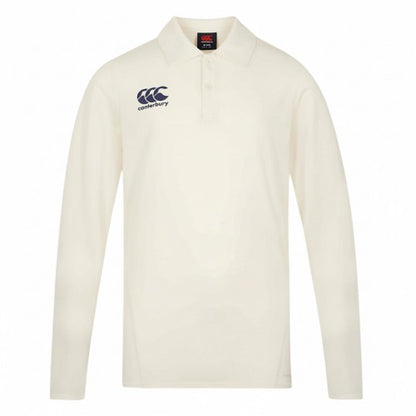 Front - Canterbury Mens Regular Long-Sleeved Cricket Polo Shirt