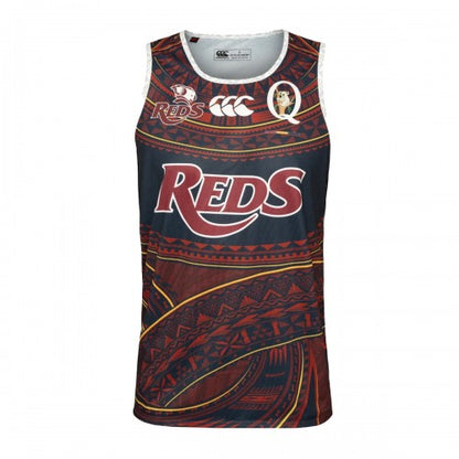 Front - Canterbury Mens Pasifika Queensland Reds Vest Top