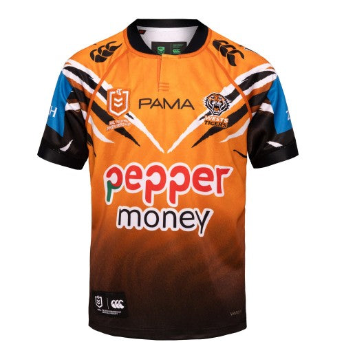 Front - Canterbury Childrens/Kids West Tigers Home Jersey