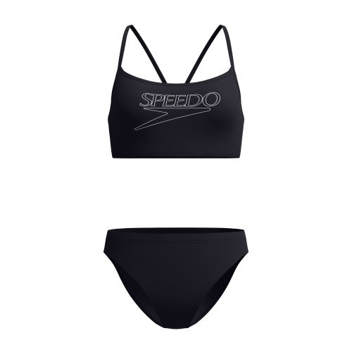 Front - Speedo Womens/Ladies Logo Endurance+ Thin Strap Two-Piece Swimsuit